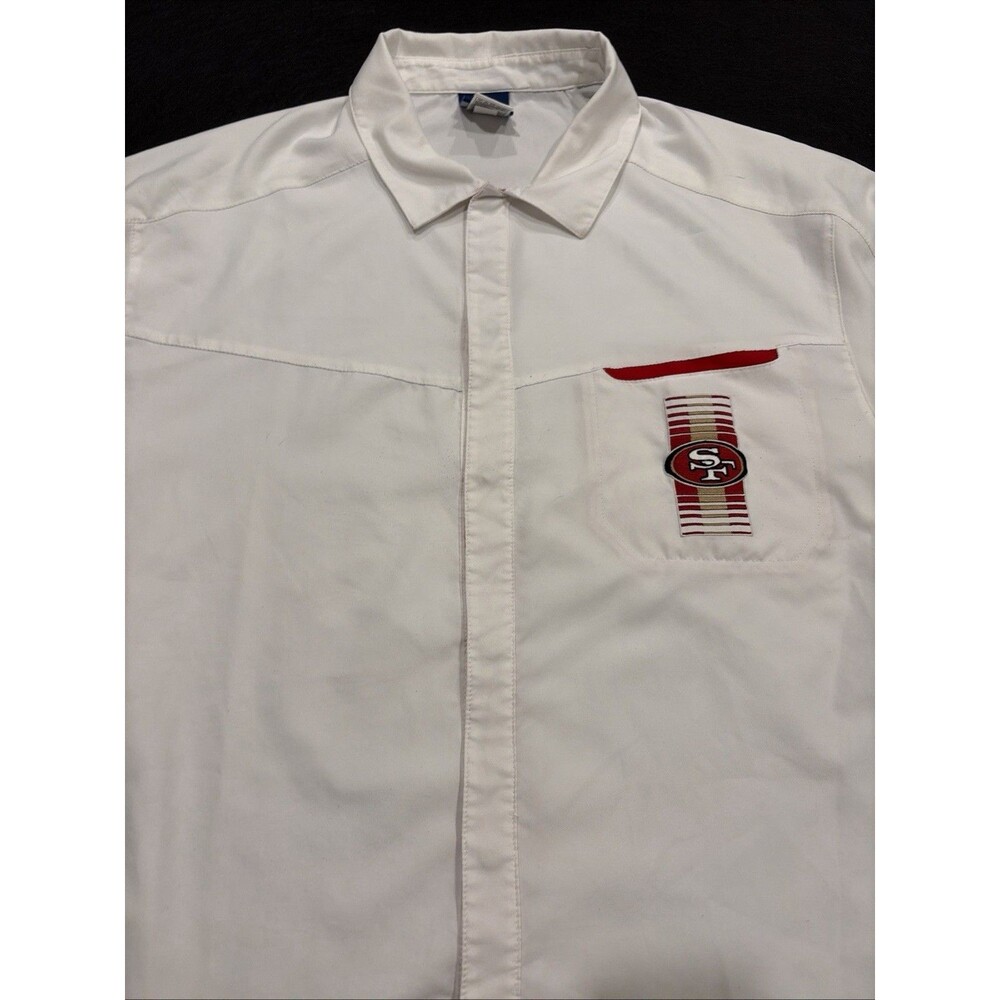 Onfield Reebok NFL San Francisco SF 49ers Snap Button Shirt Sz XL White Golf